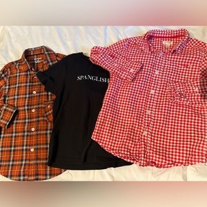Cat and Jack Boys Long Sleeve Plaid Button up Shirts size 6/7